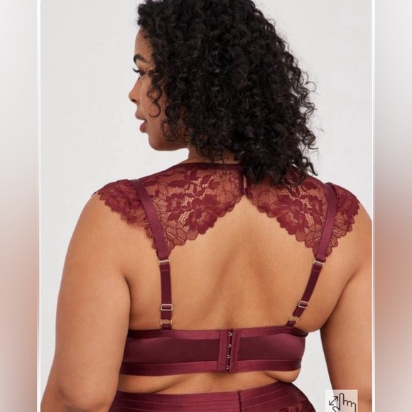 Torrid Satin & Lace High Neck Bra Top Size 2 Zinfandel NWT - Picture 2 of 11